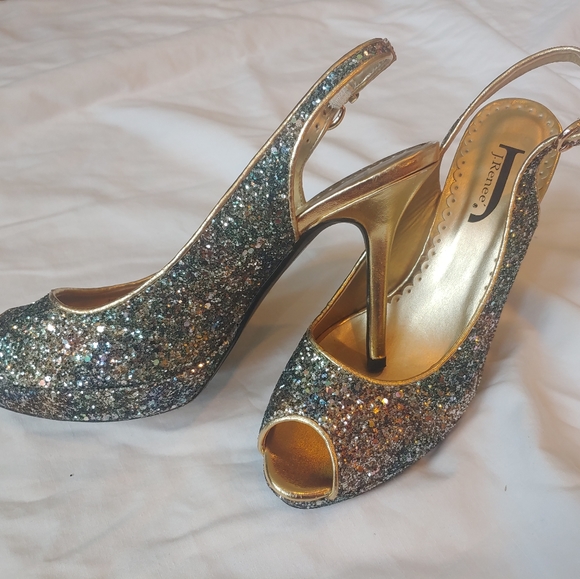 J Renee peep toe sequin high heels - Picture 4 of 6